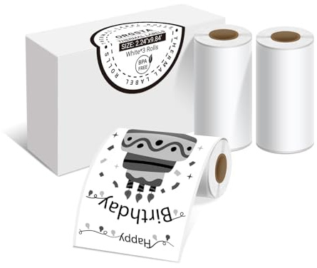 ORGSTA Etiketten Selbstklebend Klebeetiketten Aufkleber Beschriften Beschriftungsetiketten Selbstklebende Sticker Labels Weib 57mm x3M, 3 Rollen für S002