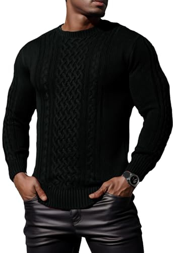 Hisir Herren Winter Pullover Dicke Kabelstrick Lässig Rundhals Warm Langärmelig Sweater Strickpullover Rundhals Pulli Männer