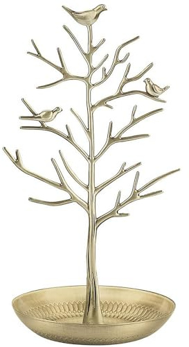 TRIXES Schmuckbaumständer im Gold-Stil – Vintage-Vögel – Hängen Sie Ihren Schmuck auf – Hängender Organizer-Rack-Turm – Präsentationsständer