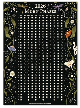 Grupo Erik Poster Mondkalender 2026 Wandkalender Astral - Jahreskalender 2026 der Mondphasen mit leuchtenden Effekt 50 x 70 cm - Kunstdruck Deko