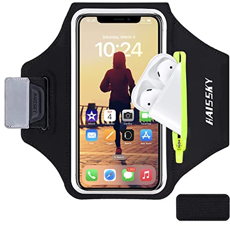HAISSKY Sportarmband Handy Mit Zip-Tasche,Schweißfest Handytasche Joggen | Handyhalterung Arm Joggen Leichtes,schweißresistentes,Rutschfester Klettverschluss,Handytasche Für Laufen,Gym,Radfahren,6,5