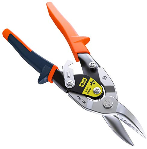 Presch Blechschere Gerade - Profi Trockenbau Werkzeug für CW und UW Profile, Blech Schneiden uvm. - Metallschere mit Hebelübersetzung - 250mm - Tin Snips