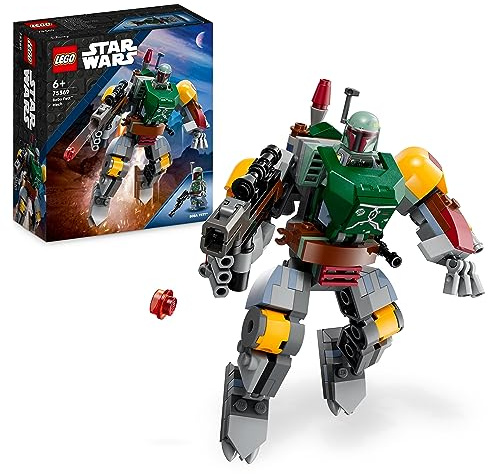 LEGO 75369 Star Wars Boba Fett Mech, baubare Actionfigur mit Blaster und Raketenrucksack mit Flick-Shooter, Sammelset für Kinder