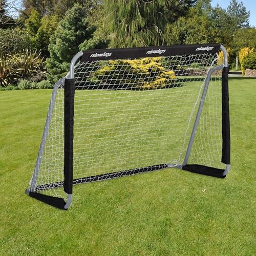 Relaxdays Fußballtor, Profi Soccertor für Kinder & Erwachsene, mit Tornetz, für Garten, HBT 110x150x75cm, grau/schwarz