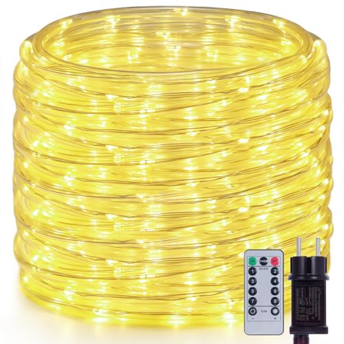 OxyLED LED Schlauch 20m, 300 LEDs Lichtschlauch Außen IP44 Wasserdicht, 8 Lichtmodi Dimmbar mit Fernbedienung, LED Lichtschlauch für Weihnachten Party Hochzeit Innen & Außen Dekoration, Ø7.5mm