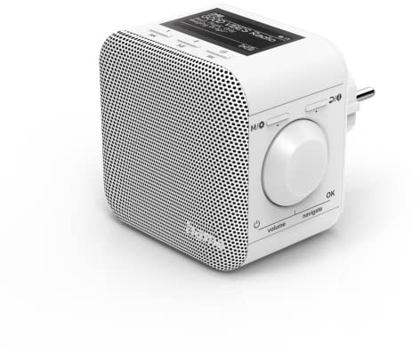 Hama DAB DIR45BT Radio Internet DAB+, Bluetooth & Spotify (WLAN Küchenradio mit UKW, AUX, App, Radiowecker, LCD-Display, Steckradio klein für Steckdose) weiß