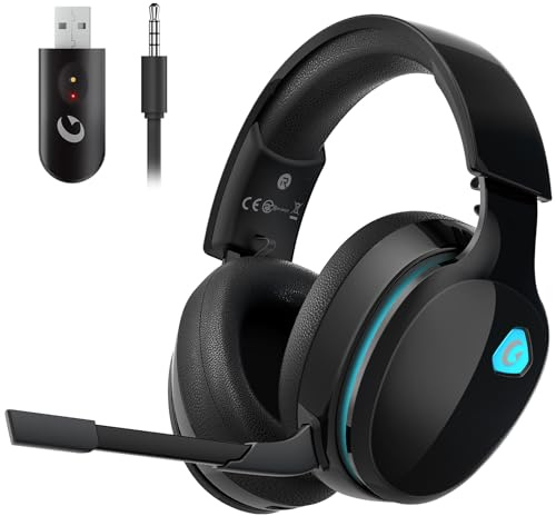 Gvyugke 2,4 GHz Wireless Gaming Headset für PC, PS5, Mac, Switch, Bluetooth Kabelloses Kopfhörer mit abnehmbarem Mikrofon mit Geräuschunterdrückun