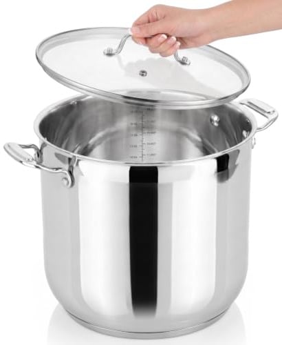 NutriChef Kochtopf, 18L- Ø-30cm, Suppentopf Edelstahl Induktion für Alle Herdarten Geeignet, Großraumtopf inkl. Glasdeckel, Hitzebeständig bis 260 °C, Spülmaschine & Backofengeeignet