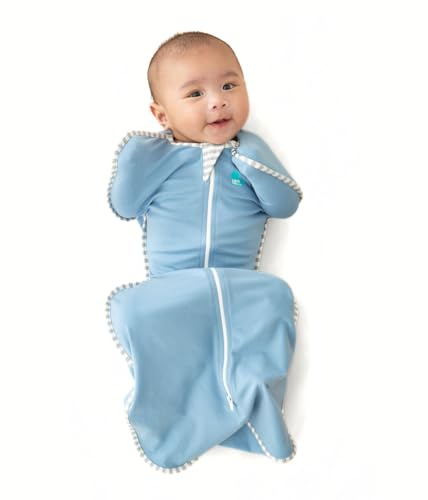 Love To Dream™ Swaddle UP™, Neugeborene 2,2–3,8 kg – Blau | Angenehme Passform, fördert gesunden Schlaf | 1,0 Tog, ideal Frühling & Sommer (20–24 °C) | Waschbare Baumwolle & Doppelreißverschluss