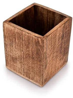 Samhita Küchenutensilienhalter aus Mangoholz, für Arbeitsplatte, Utensilienhalter, Behälter für Küche, Kochutensilien, 12,7 x 12,7 x 15,2 cm