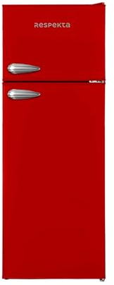 Respekta Retro-Kühlschrank mit Gefrierfach / in rot / 145 x 54 cm / 213 L Nutzinhalt / höhenverstellbare Füße / automatisches Abtauverfahren / Winterschaltung / Schnellgefrierfunktion / KS144VR