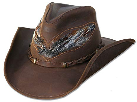 STARS & STRIPES Outback Lederhut – Hochwertiger Western Cowboyhut aus Nubukleder