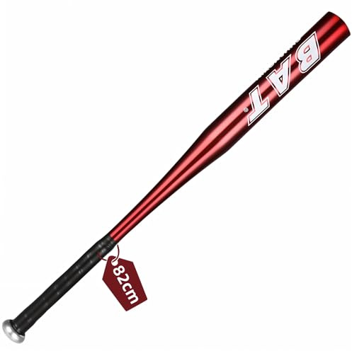 Baseballschläger 82 cm (32 Zoll), Baseballschläger Aluminium mit rutschfestem Griff, die Beste Größe für Training und Baseball - Rot