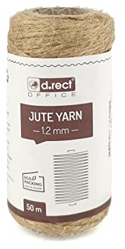 D.RECT 50m Jute-Schnur Natur Braun Jute-Kordel | Packschnur Geschenk-Band Bastelschnur Dekokordel | 1,2mm Dicke | Für: Verpackung, DIY Kunst-Handwerk, Floristik, Dekoration