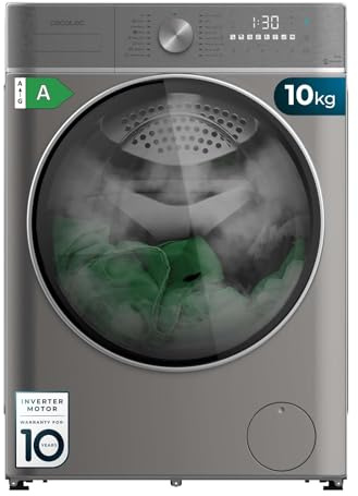 Cecotec Waschtrockner 10-6 kg Bolero Wash&Dry 10680 Inverter Steel | Energieklasse A, Inverter Plus Motor, 1400 rpm, 16 Programme, SteamMax, Spa Care, OnSmart und Stain Match