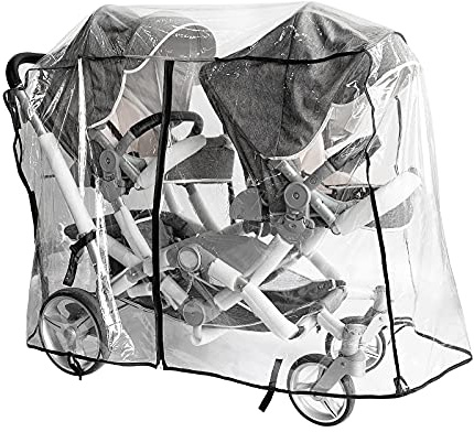 Doppel-Kinderwagen-Regenschutz,Universal Regenschutz für Geschwisterwagen,Regen und Windschutz in großer Größe,Kinderwagen Organizer.