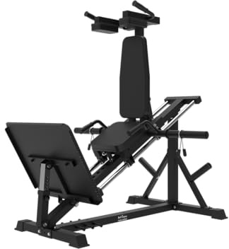 Bad Company Hackenschmidt Beinpresse für Zuhause mit Wadenheber-Block schwarz I Hackenschmidt Maschine Beinpresse Fitnessgerät kompatibel mit Hantelscheiben 30 mm und/oder 50 mm I BCA-149/B