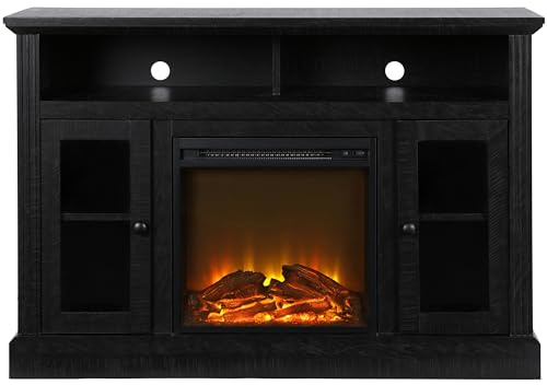 Ameriwood Chicago Elektrischer Kamin-TV-Konsole 50 Schwarze Eichenoptik