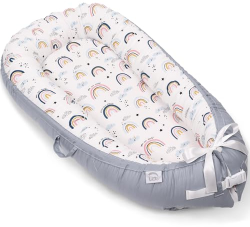 EAQ Baby-Nestchen für Neugeborene, weich, atmungsaktiv, 100 % Baumwolle, ideal für Nickerchen und Reisen 0–12 Monate, unverzichtbares Geschenk