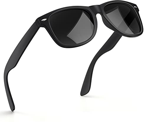 wearPro Sonnenbrille-Herren-Damen-Polarisiert-Rechteckig Unisex Retro Klassische Vintage Polarisierte Brille UV400 Schutz Classic Sunglasses Eckig für Fahren (1-schwarz Grau)