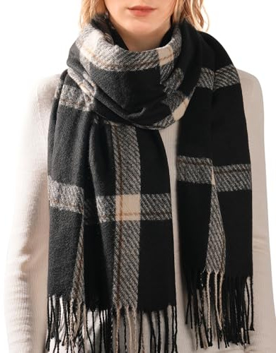 FURTALK Damen Herbst Winter Großer Karo Warm Weich Schal
