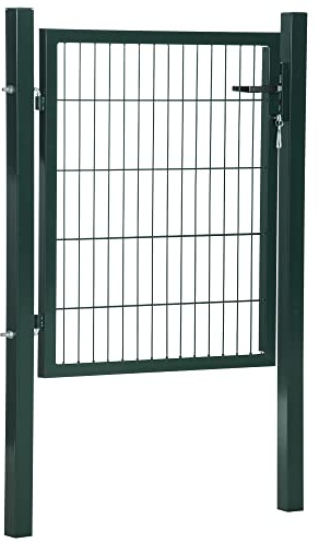 HOMCOM Gartentor Gartentür Zauntor Hoftür aus Stahl Griff Schloss und Schlüsseln 97 x 150 cm Grün