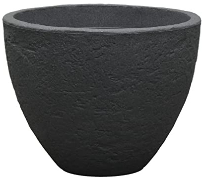 Dehner Pflanztopf Stone, Ø 40 cm, Höhe ca. 31 cm, Kunststoff, anthrazit