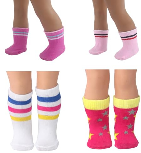 EIHI 4 Paar Puppensocken für puppenkleidung 30 cm - 50cm, Puppen zubehör
