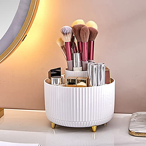 BSOMAM Make-up Organizer 360° Drehbar Kosmetik Organizer Hautpflegeprodukte Lippenstift Pinsel Parfüm Organizer für Schreibtisch, Kommode, Schlafzimmer, Badezimmer (Weiß)