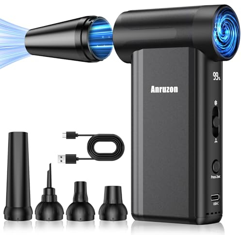 Elektrische Staubgebläse Druckluftspray für PC Reinigungsset, 300000 RPM Compressed Air Duster, 8-Gang Air Duster Luftdruckspray mit 7600mah Akku, Tastatur Reinigung für PC, Elektronik, Sofa, Auto