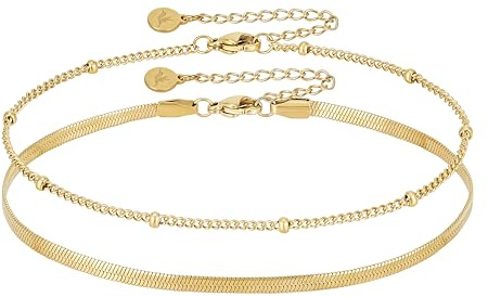 BONNYBIRD® Premium Edelstahl Fußkettchen für Damen in Silber, Gold & Roségold, 100% Wasserfest & Hautverträglich BonnyBeach
