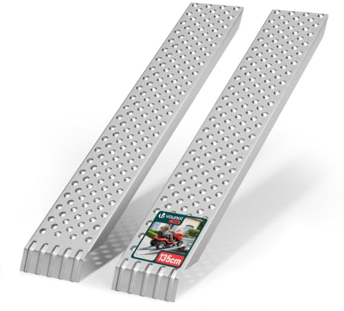 VOUNOT 2X Auffahrrampe 400kg Verzinkter Stahl, rutschfest Laderampe für Motorrad, Anhänger, Rasenmäher, Rasentraktor, Länge 135cm