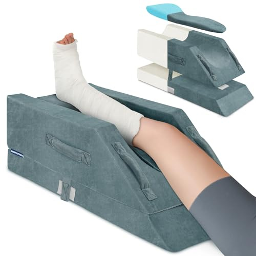 KingPavonini 4 höhenverstellbare Venenkissen Beinhochlagerungskissen für post-Op., ergonomischer Kurve, Memory-Schaumstoff für Beinschwellungen & Schmerzlinderung, Genesungshilfe nach Knie-OP ein Bein