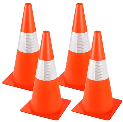 Warnkegel 38cm,4 Stück Verkehrshütchen Markierungshütchen,stapelbar Warnleitkegel Leitkegeln,Verkehrskegel,Straße Sicherheit Markierungshütchen für Outdoor Aktivitäten und Festliche Veranstaltungen