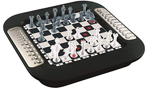 Lexibook Chessman FX, Elektronisches Schachspiel mit Berührungstastatur und Licht- und Soundeffekte, 32 Stück, 64 Schwierigkeitsgrade, Familienbrettspiel, Schwarz/Silber, CG1335