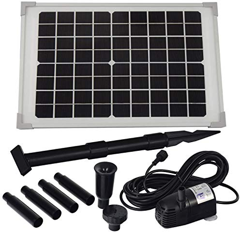 Agora-Tec® Solar Teichpumpe Set 10W | Ohne Akku | 600l/h Fördermenge | 1,00m Fontainenhöhe | Gartenteich & Springbrunnen | monokristallin V2