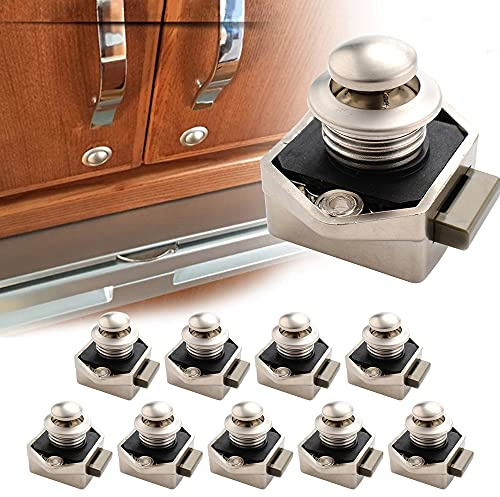 Opaltool 10 Stück 15-20mm Push Button Catch Door Lock | Verriegelung Türschloss Keyless Metall Push Button Lock Taste Catch Lock für Caravan Van Yacht Wohnmobil Türschrank