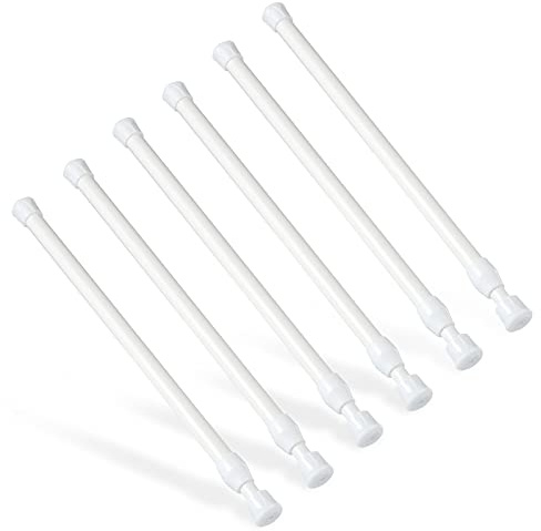 6 Stück Teleskopstange, Goowin 25-40cm Spannstange ohne bohren, rostfreie Feder, verstellbare Spannstange für Schrank, Schrank, Kleiderschrank, Bücherregal (weiß)