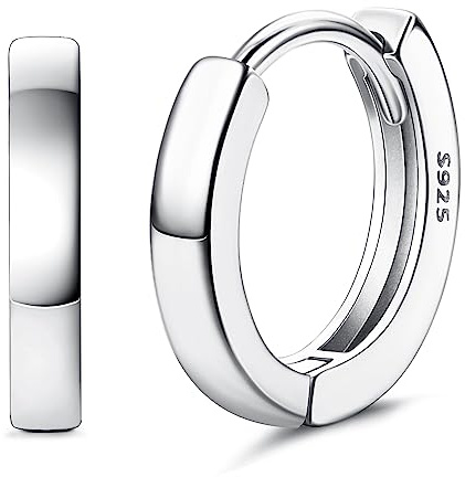 ORAZIO 925 Sterling Silber Herren Ohrringe Creolen für Teenager Jungen, Kleine Schwarze Schlaf Echt Silber Creolen Diamant für Damen, Einfache Unisex Ohrringe Minimalistische Feinschmuck Geschenke