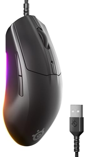 SteelSeries Rival 3 Gen 2 Gaming-Maus - 8.500 DPI TrueMove Core-Optiksensor - 60 Millionen Klicks garantiert - Niedrige Latenz - 77 g leicht - PTFE-Gleitfüße - RGB - Schwarz