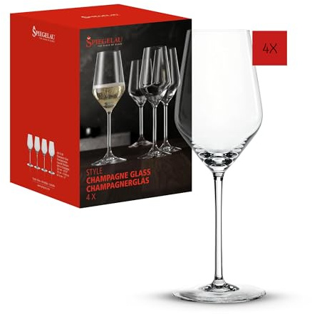 Spiegelau Champagner Gläser 310 ml, 4 Stück, Style, 4670185, Sektgläser aus Kristallglas, Champagnergläser spülmaschinenfest