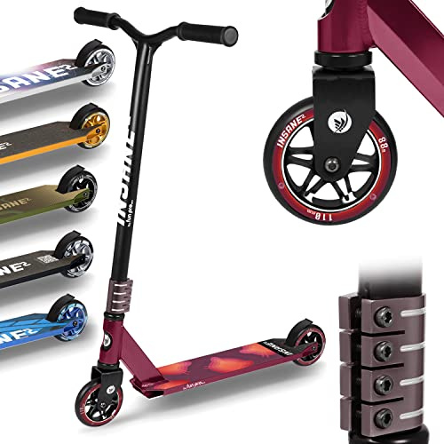 Fun Pro Stunt Scooter Insane2, Stunt Roller mit ABEC 9 Lager, Scooter mit Griptape, 110 mm Rollen mit Alufelgen, Non E Scooter für Kinder & Erwachsene, Cityroller bis 100 kg