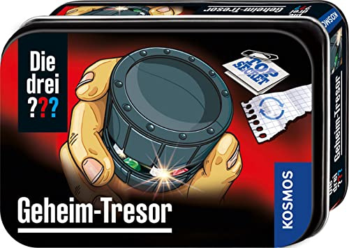 Kosmos Die DREI ??? Geheim-Tresor 632328, Mini-Tresor, mit geheimen Öffnungsmechanismus zum Knobeln, Detektivspielzeug von die DREI Fragezeichen, Detektiv Ausrüstung, Schwarz