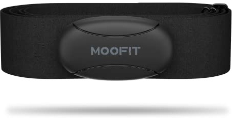 moofit HR8 Pulsmesser Brustgurt, Low Energy Echtzeit-Herzfrequenzdaten Bluetooth 5.0/ANT+, Größere Kommunikationsreichweite, IP67 Wasserdicht, Kompatibel mit iOS/Android Apps, Fitnessgeräte, Schwarz