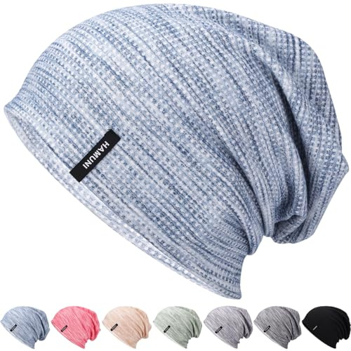HAMUNI Mütze Herren Slouch Beanie Mütze Damen Leicht Winddichte Dünne Mütze Weiche Atmungsaktiv Longbeanie Ideal für Frühling Herbst und Winter