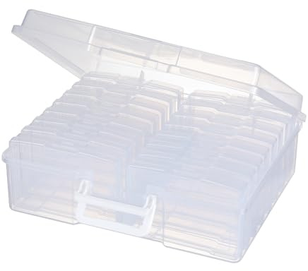 Novelinks Fotoaufbewahrungsbox mit 16 einzelnen Fotoschachteln, für Werkzeuge, Bastelarbeiten, Fotos, 36x28x13cm (Transparent)