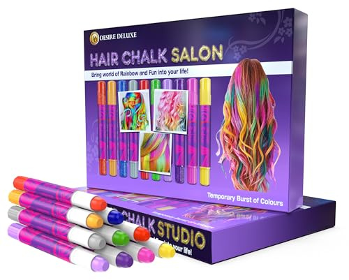 Desire Deluxe Hair Chalk Geschenke für mädchen, Haarkreide zum Haare Färben Spielzeug für Weihnachten, 10 auswaschbare Haarfärbe-Stifte, für Fasching, für Kinder im Alter von 3 4 5 6 7 8 9 11 Jahren