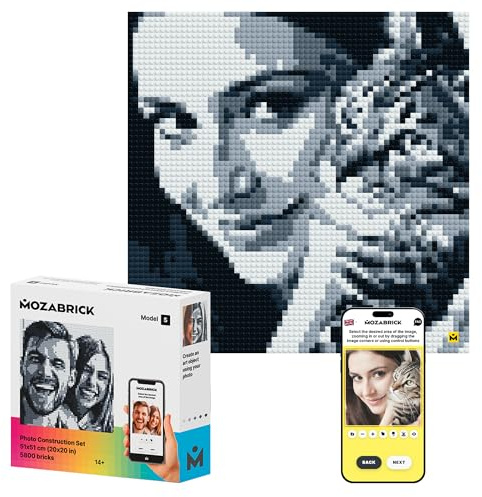 MOZABRICK Set S- Klemmbaustein Mosaik Foto Bausatz, personalisiertes Geschenk, Benutzerdefiniert, Bild Baukasten, Bauset, Pixel Art Kunst Steckbaustein Gemälde