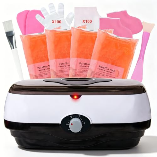 BACTIBLAST Paraffinbad für Hände und Füße, 5000ml Paraffinbäder Gerät, Paraffinwachs Set mit 1800g Paraffinwachs und Zubehör, entspannende Home‑Spa‑Pflege für trockene raue Haut