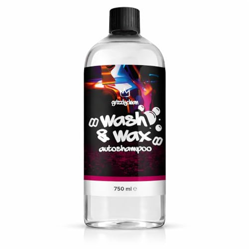 Grizzly Clean Autoshampoo mit Wachs - Hochwirksames Wash and Wax Auto Shampoo - Lackschonendes Autowaschmittel mit Versiegelung für Abperleffekt - Carnauba Waschwax (750ml)